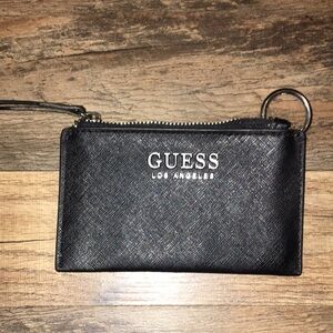GUESS Black Wristlet Card Holder Key Ring or Bag Tag Coin Purse ID Keys Lipstick